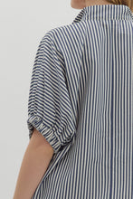Load image into Gallery viewer, Entro Contrasting Striped Pattern Dolman Top in Navy
