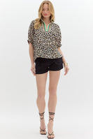 Entro Leopard Print Dolman Top in Camel