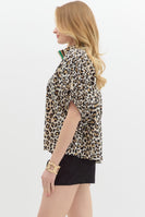 Entro Leopard Print Dolman Top in Camel
