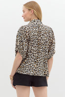 Entro Leopard Print Dolman Top in Camel