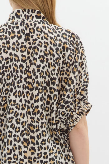 Entro Leopard Print Dolman Top in Camel