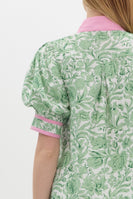 Entro Floral Print Top with Contrasting Accents in Green