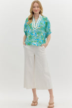 Load image into Gallery viewer, Entro Bright Floral Print Dolman Top in Green Aqua
