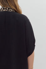 Load image into Gallery viewer, Entro Solid Color Dolman Top With Leopard Print Trim in Black
