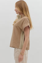 Load image into Gallery viewer, Entro Lightweight Solid Color Top with Lace Crochet Details in Taupe
