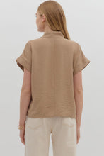 Load image into Gallery viewer, Entro Lightweight Solid Color Top with Lace Crochet Details in Taupe
