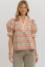 Load image into Gallery viewer, Entro Floral Pattern Top with Scallop Trim Embellishment in Ecru

