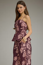 Load image into Gallery viewer, Entro Floral Print Sleeveless Peplum Top in Plum
