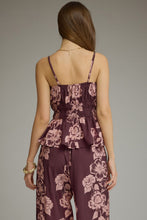 Load image into Gallery viewer, Entro Floral Print Sleeveless Peplum Top in Plum
