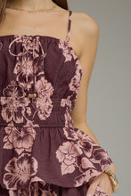 Load image into Gallery viewer, Entro Floral Print Sleeveless Peplum Top in Plum
