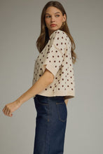 Load image into Gallery viewer, Entro Polka Dot Ribbed Sweater Knit Top in Ecru

