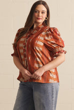 Load image into Gallery viewer, Entro Mixed Print Puff Sleeve Top in Cinnamon
