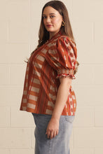 Load image into Gallery viewer, Entro Mixed Print Puff Sleeve Top in Cinnamon
