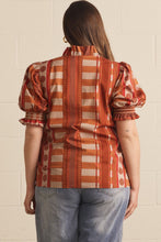 Load image into Gallery viewer, Entro Mixed Print Puff Sleeve Top in Cinnamon
