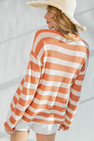 Easel Lightweight Striped Sweater in Rust Shirts & Tops Easel   