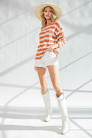 Easel Lightweight Striped Sweater in Rust Shirts & Tops Easel   