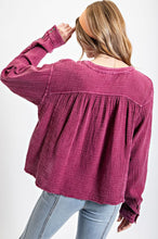 Load image into Gallery viewer, Easel Cotton Gauze Button Down Cropped Top in Magenta - Shorter style length!  See measurements Shirts &amp; Tops Easel   
