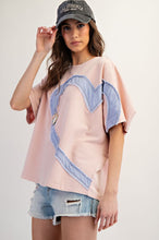 Load image into Gallery viewer, Easel OVERSIZED Knit Top with Denim Heart Patches in Dusty Rose
