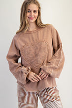 Load image into Gallery viewer, Easel Eyelet Lace Heart Patched Top in Almond
