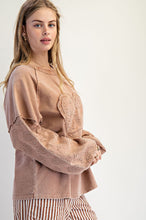 Load image into Gallery viewer, Easel Eyelet Lace Heart Patched Top in Almond
