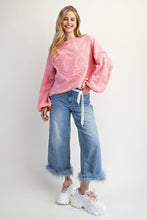 Load image into Gallery viewer, Easel Eyelet Lace Heart Patched Top in Cotton Candy
