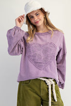 Load image into Gallery viewer, Easel Eyelet Lace Heart Patched Top in Dusty Lilac
