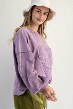 Load image into Gallery viewer, Easel Eyelet Lace Heart Patched Top in Dusty Lilac
