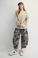 Easel Eyelet Lace Heart Patched Top in Faded Sage