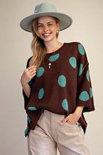 Load image into Gallery viewer, Easel Contrasting Polka-Dot Print Sweater in Brown ON ORDER
