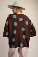 Easel Contrasting Polka-Dot Print Sweater in Brown ON ORDER