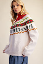 Load image into Gallery viewer, Easel Embroidered Detail Mock Neck Sweater in Ecru
