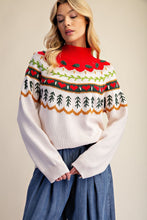 Load image into Gallery viewer, Easel Embroidered Detail Mock Neck Sweater in Ecru
