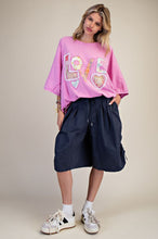 Load image into Gallery viewer, Easel Mineral Washed LOVE Patched Cotton Top in Candy Pink
