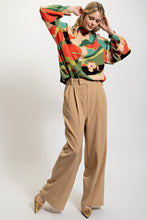 Load image into Gallery viewer, Easel Multi Color Printed Challis Top in Sage Coral Shirts &amp; Tops Easel   
