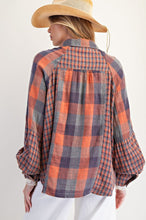 Load image into Gallery viewer, Easel Contrasting Plaid Button Down Top in Vintage Rose
