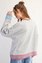Load image into Gallery viewer, Easel OVERSIZED Striped Terry Knit Top in Heather Grey ON ORDER
