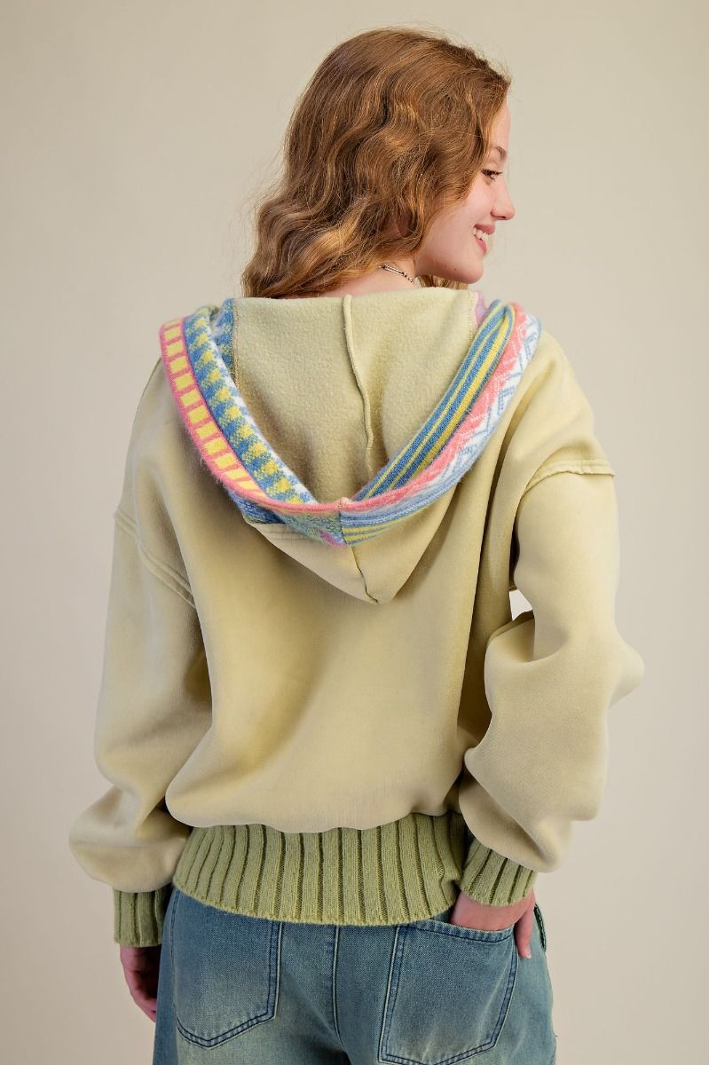 Easel Mineral Washed Multi Colored Detailed Hoodie in American