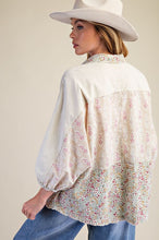 Load image into Gallery viewer, Easel Mixed Print Button Down Shirt in Ecru
