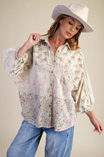 Load image into Gallery viewer, Easel Mixed Print Button Down Shirt in Ecru
