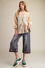 Load image into Gallery viewer, Easel Mixed Print Button Down Shirt in Straw
