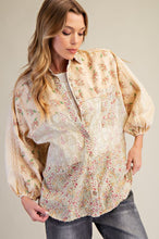 Load image into Gallery viewer, Easel Mixed Print Button Down Shirt in Straw
