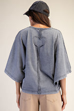Load image into Gallery viewer, Easel Ruffle Heart Terry Knit Top in Smoke
