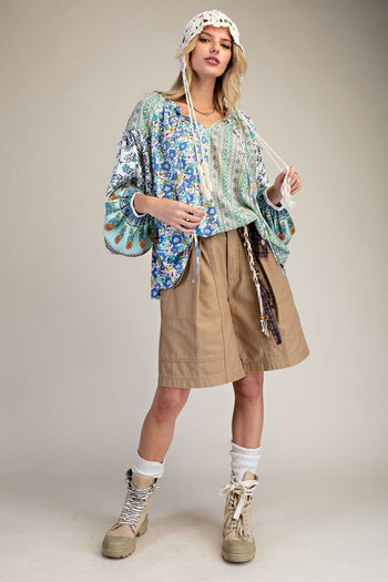 Easel Mix n Match Printed Top in Green