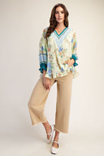 Load image into Gallery viewer, Easel Floral Ruffled Chiffon Top in Lemon
