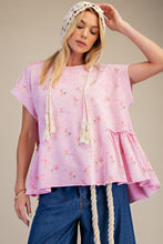 Load image into Gallery viewer, Easel Terry Knit Top with Allover Floral Print in Cotton Candy
