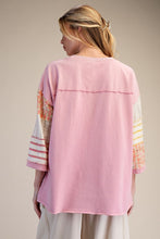 Load image into Gallery viewer, Easel Mixed Print Mineral Washed Boxy Top in Cotton Pink
