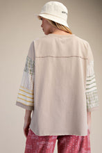 Load image into Gallery viewer, Easel Mixed Print Mineral Washed Boxy Top in Light Mushroom
