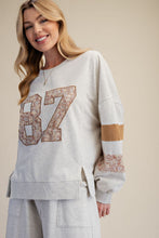 Load image into Gallery viewer, Easel 87 Graphic Patched Terry Knit Top in Heather Grey
