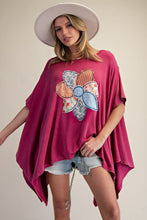 Load image into Gallery viewer, Easel OVERSIZED Flower Patched Top in Magenta
