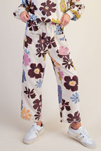 Load image into Gallery viewer, Easel Floral Print Mineral Washed Terry Pants in Khaki
